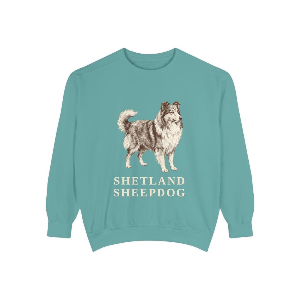 Shetland Sheepdog Sweatshirt, Seafoam, front view