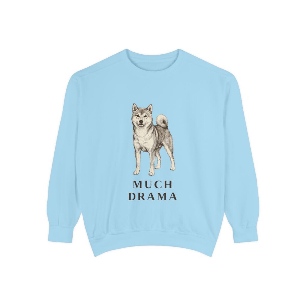 shiba-inu-sweatshirt-humor-chambray Shiba Inu Humor Sweatshirt, Chambray, front view