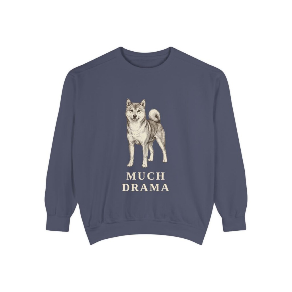 shiba-inu-sweatshirt-humor-denim Shiba Inu Humor Sweatshirt, Denim, front view