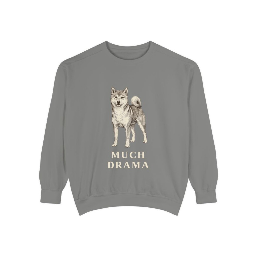 shiba-inu-sweatshirt-humor-grey Shiba Inu Humor Sweatshirt, Grey, front view