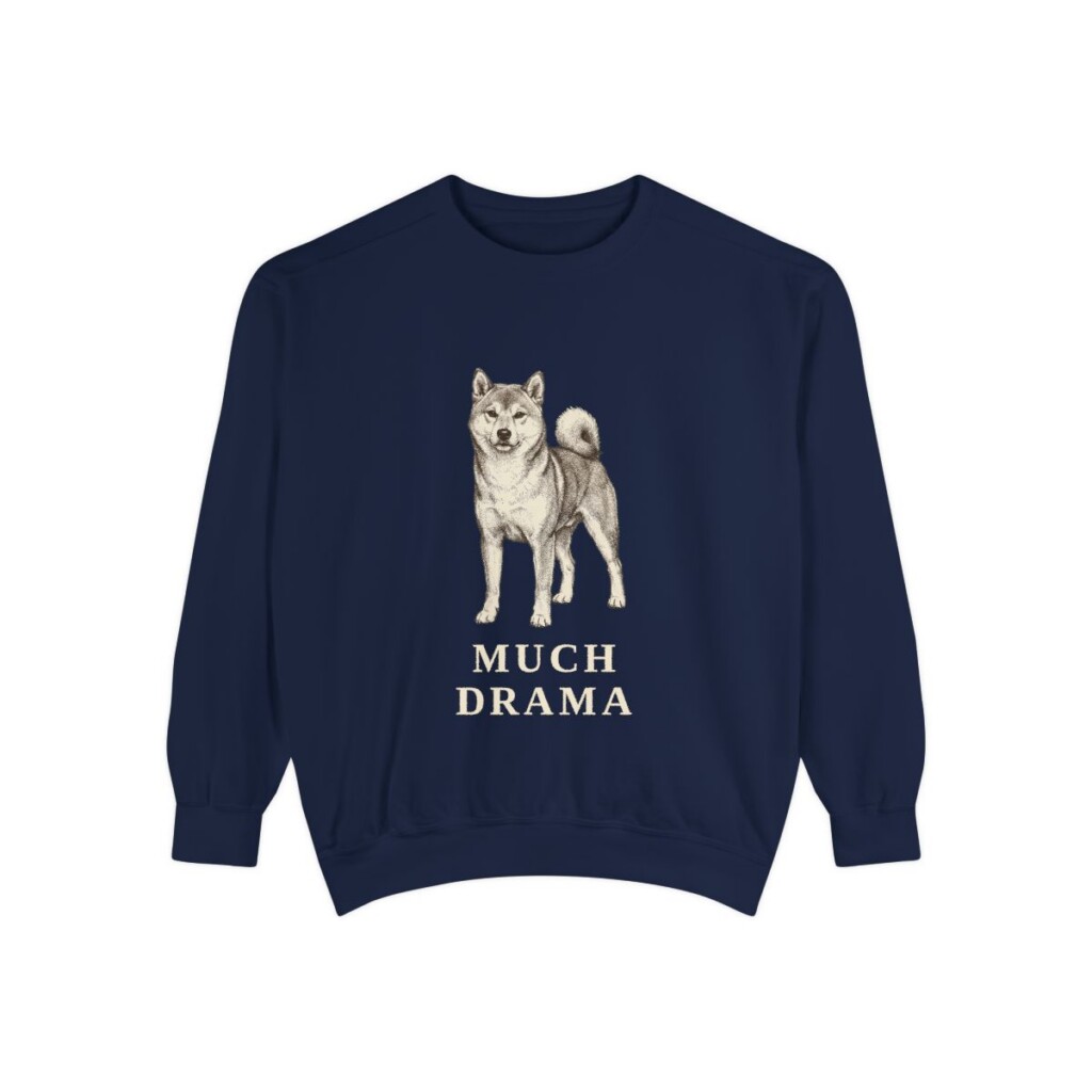 shiba-inu-sweatshirt-humor-true-navy Shiba Inu Humor Sweatshirt, True Navy, front view