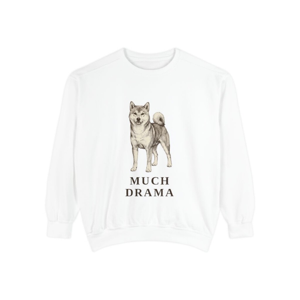 shiba-inu-sweatshirt-humor-white Shiba Inu Humor Sweatshirt, White, front view
