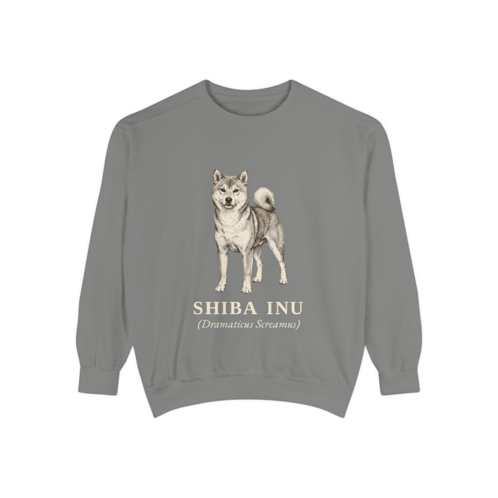 shiba-inu-sweatshirt-latin-grey-1 Shiba Inu Latin Sweatshirt, Grey, front view