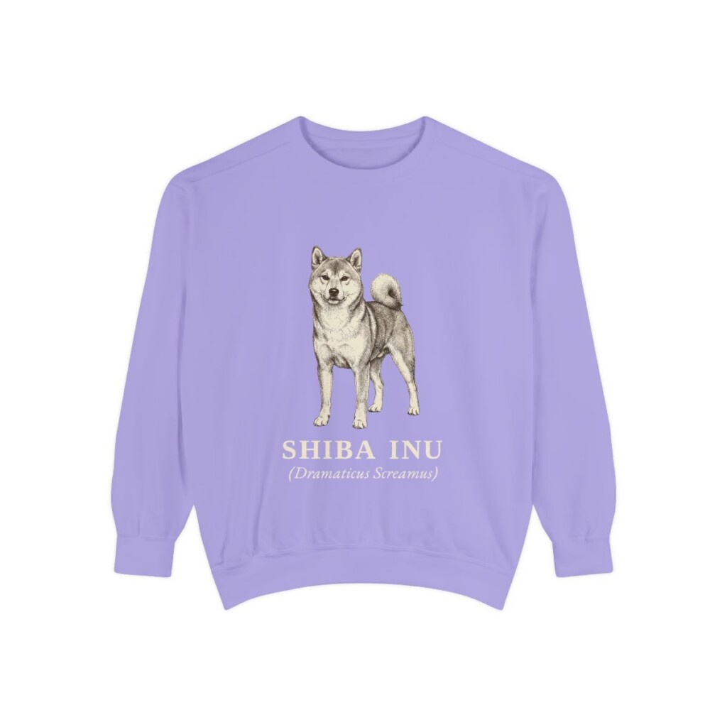 shiba-inu-sweatshirt-latin-violet-1 Shiba Inu Latin Sweatshirt, Violet, front view