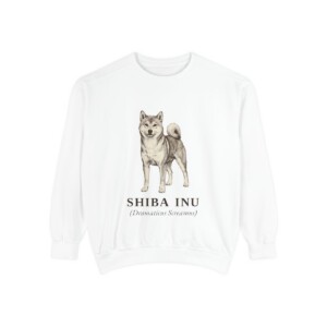 Shiba Inu Latin Sweatshirt, White, front view