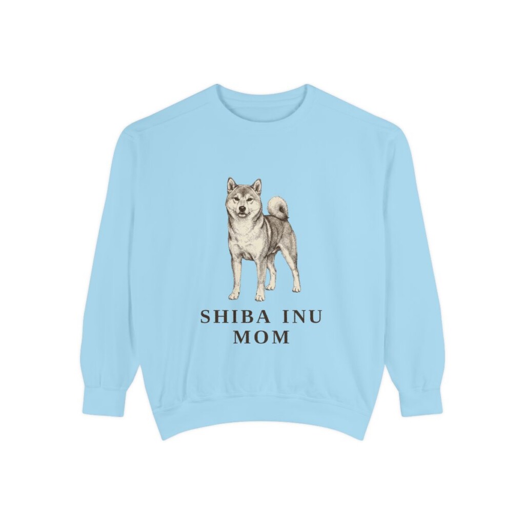 Shiba Inu Mom Sweatshirt, Chambray, front view