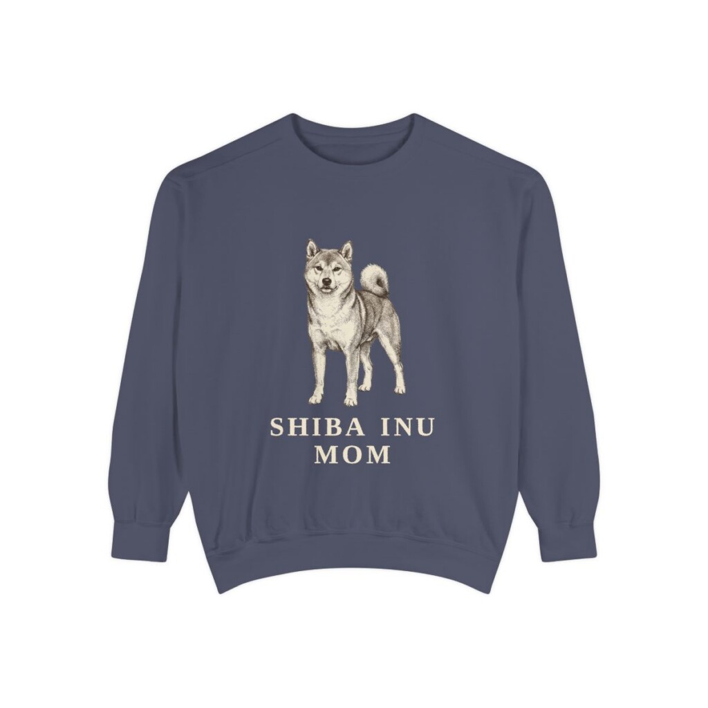 Shiba Inu Mom Sweatshirt, Denim, front view