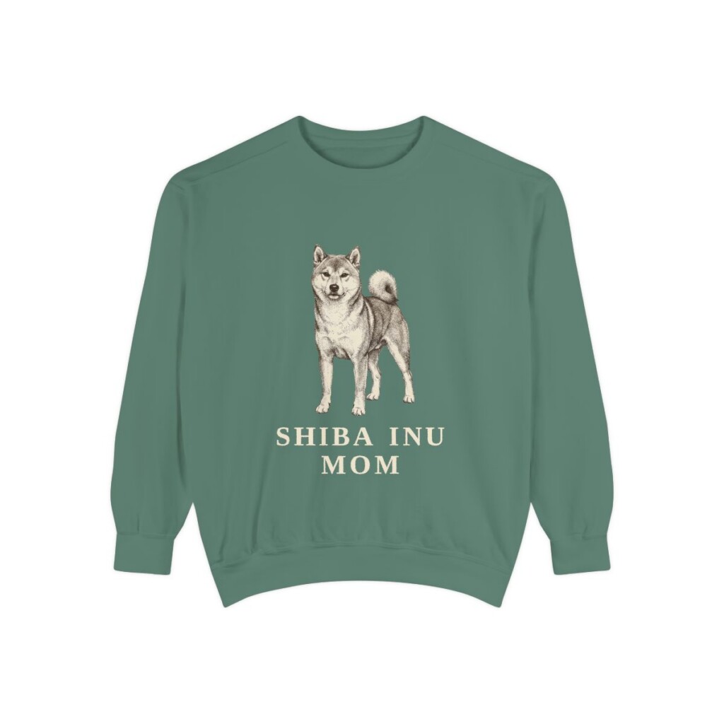 Shiba Inu Mom Sweatshirt, Light Green, front view