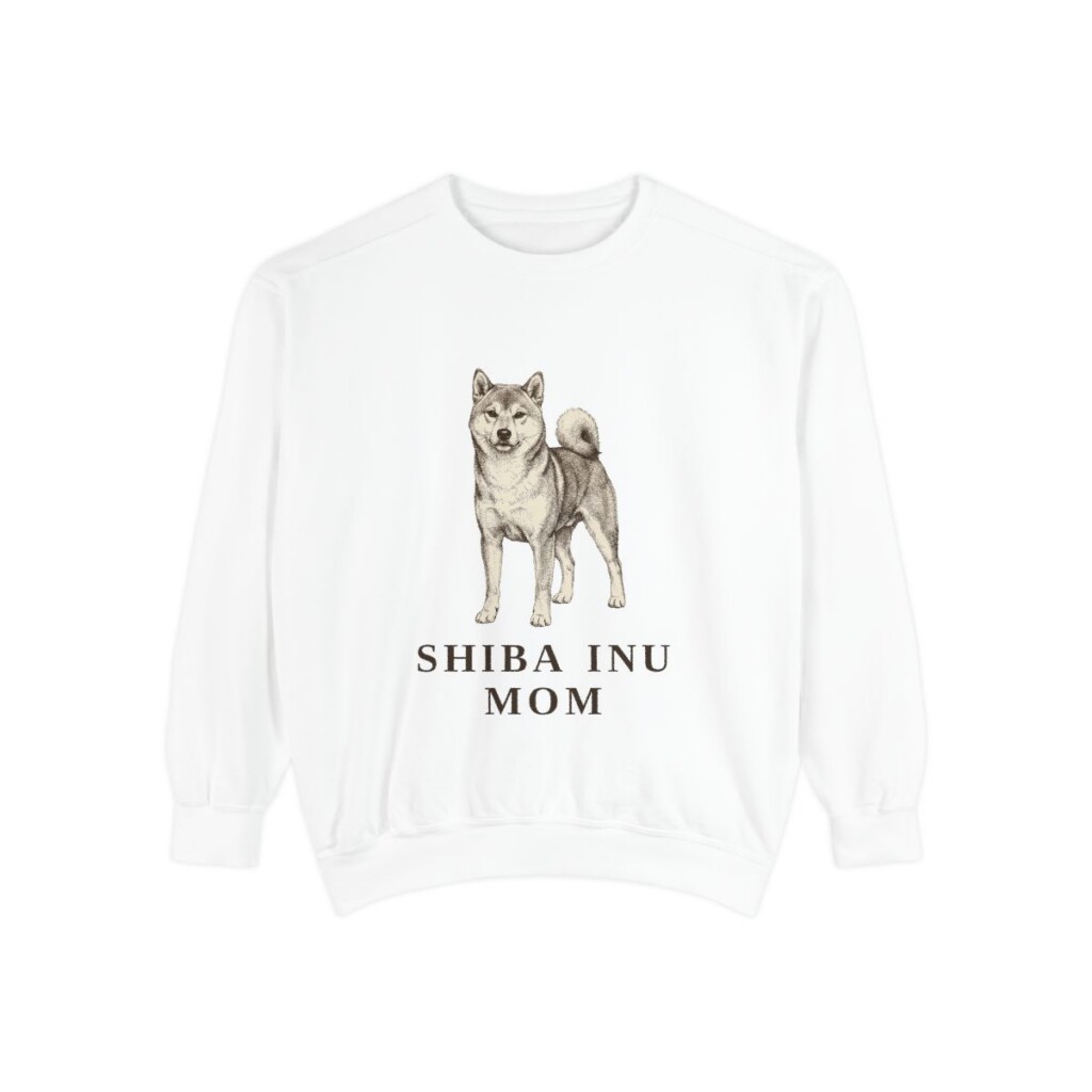 Shiba Inu Mom Sweatshirt, White, front view