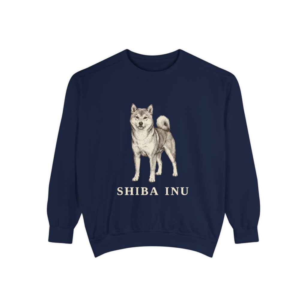 shiba-inu-sweatshirt-true-navy Shiba Inu Sweatshirt, True Navy, front view