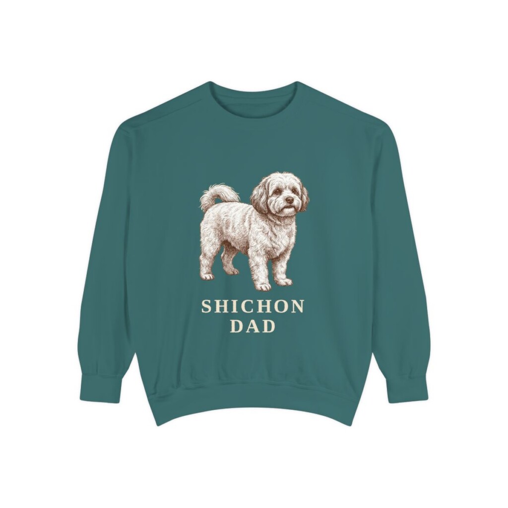 Shichon Dad Sweatshirt, Blue Spruce, front view