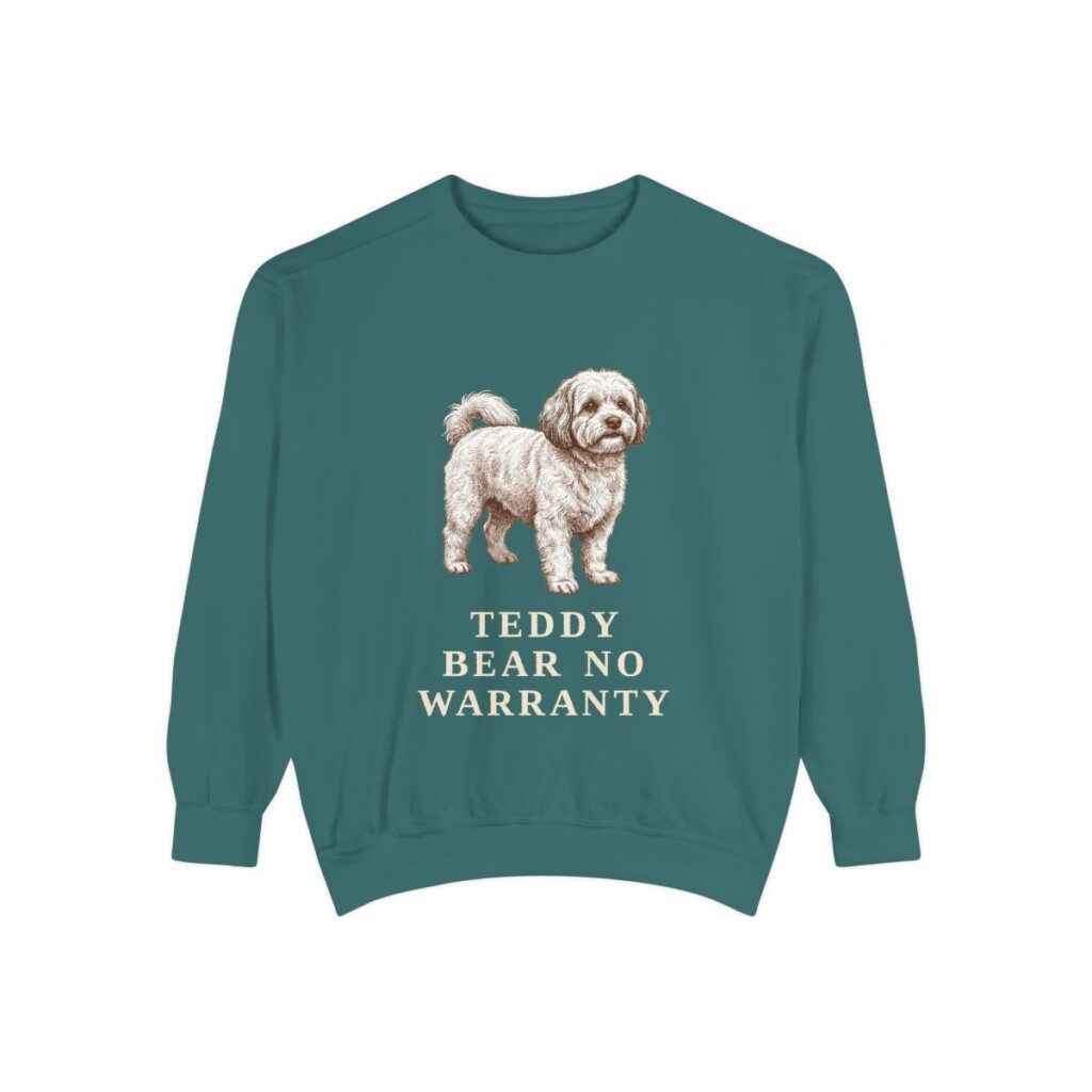 shichon-sweatshirt-humor-blue-spruce Shichon Humor Sweatshirt, Blue Spruce, front view