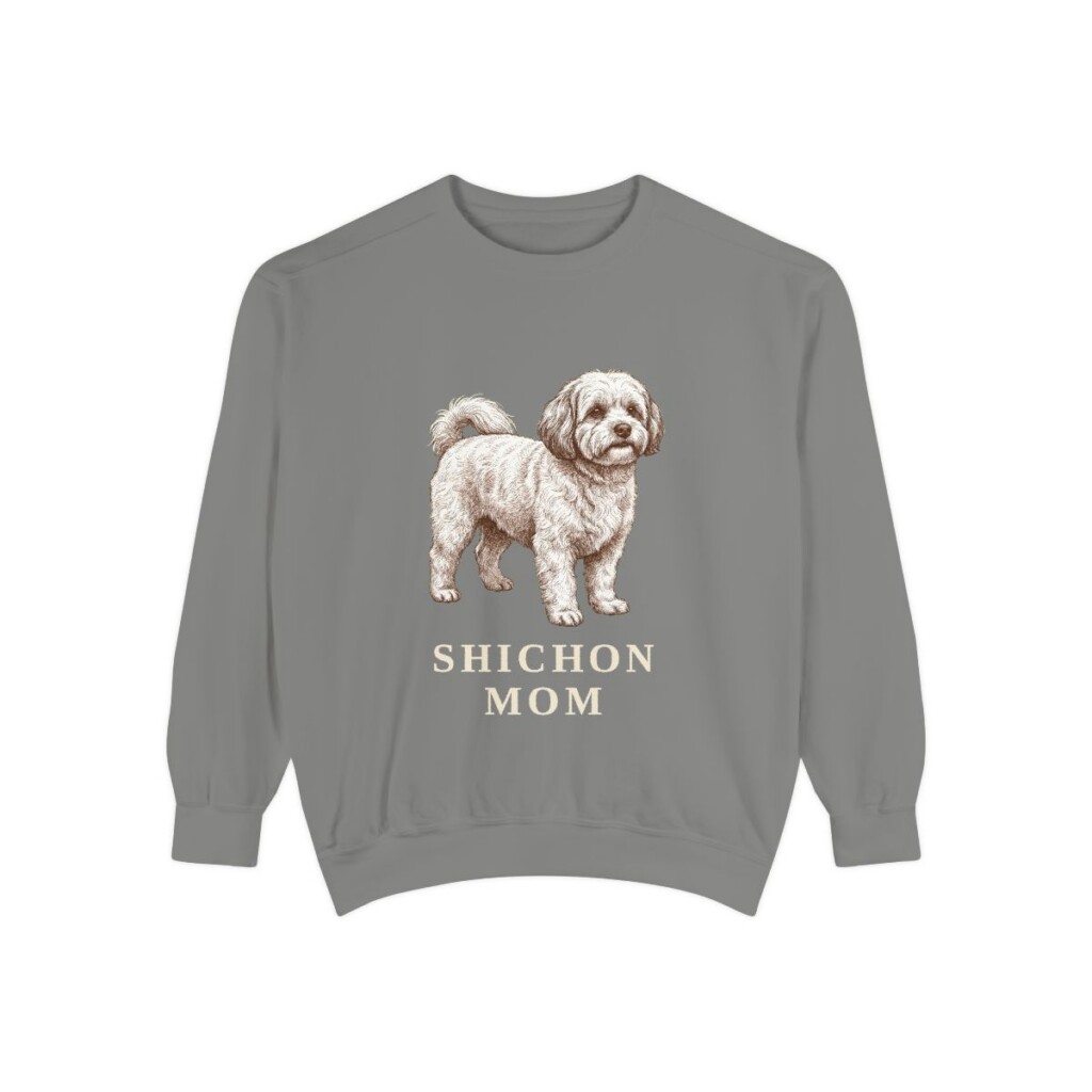 Shichon Mom Sweatshirt, Grey, front view