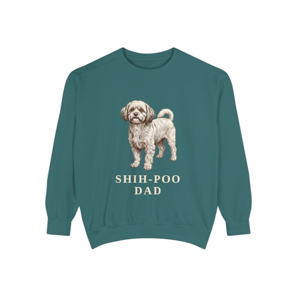 shih-poo-sweatshirt-dad-blue-spruce Shih-Poo Dad Sweatshirt, Blue Spruce, front view