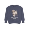 shih-poo-sweatshirt-dad-denim Shih-Poo Dad Sweatshirt, Denim, front view