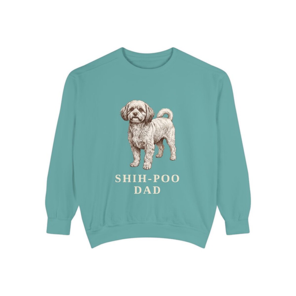 shih-poo-sweatshirt-dad-seafoam Shih-Poo Dad Sweatshirt, Seafoam, front view