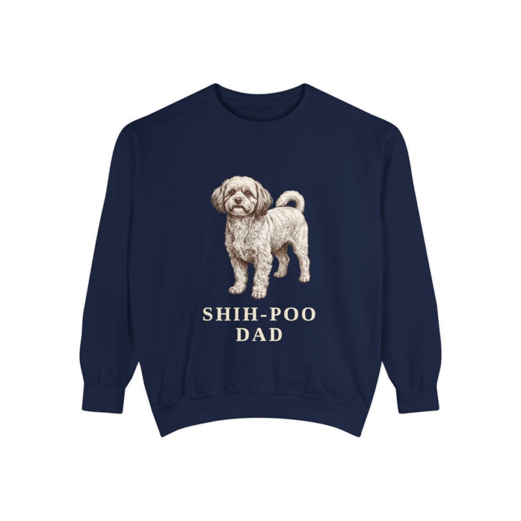 shih-poo-sweatshirt-dad-true-navy Shih-Poo Dad Sweatshirt, True Navy, front view