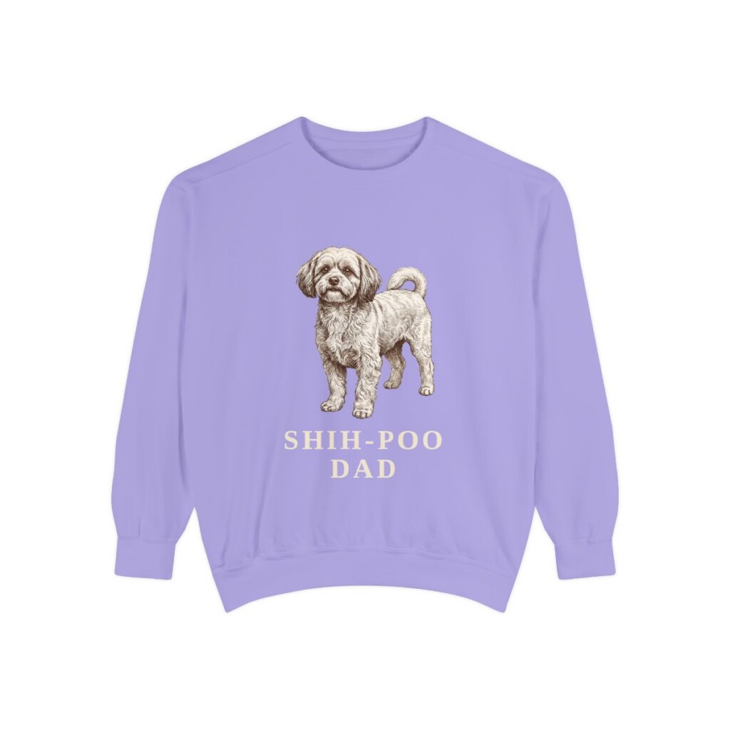 shih-poo-sweatshirt-dad-violet Shih-Poo Dad Sweatshirt, Violet, front view