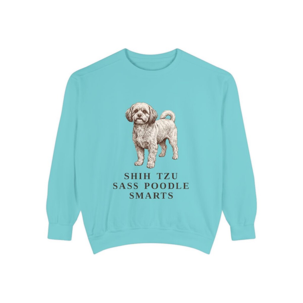 Shih-Poo Humor Sweatshirt, Chalky Mint, front view