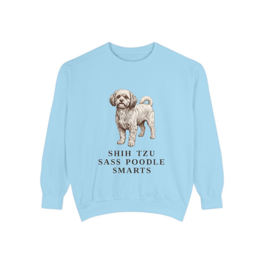 Shih-Poo Humor Sweatshirt, Chambray, front view