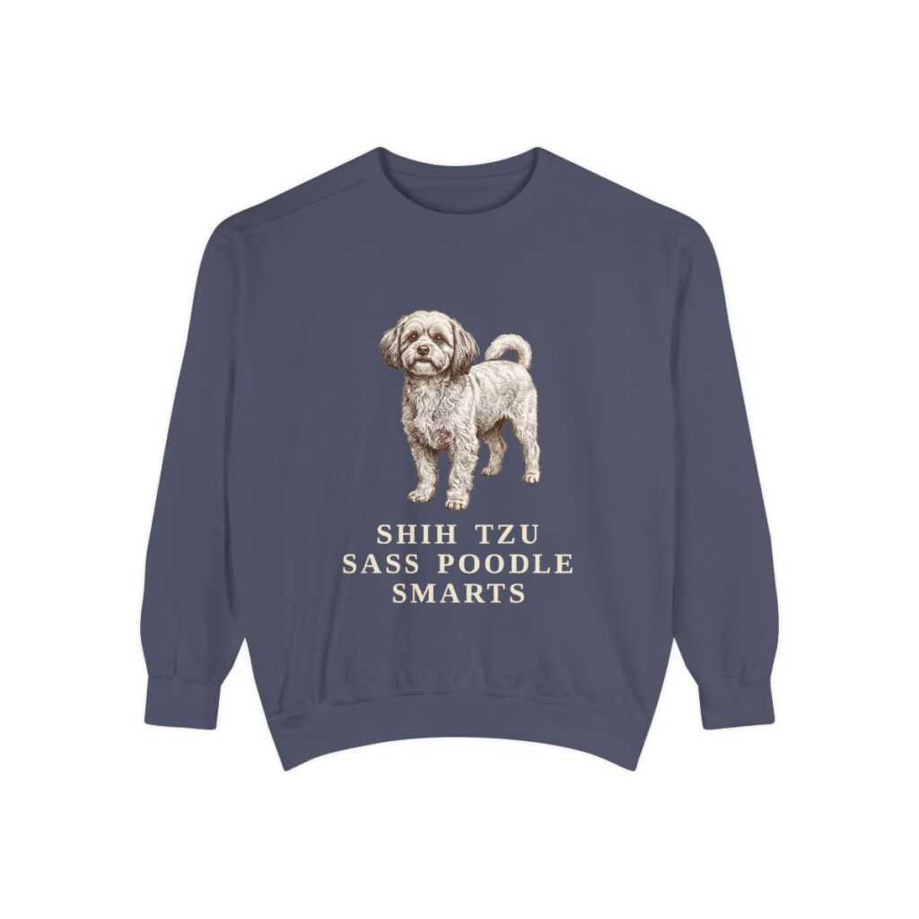 Shih-Poo Humor Sweatshirt, Denim, front view