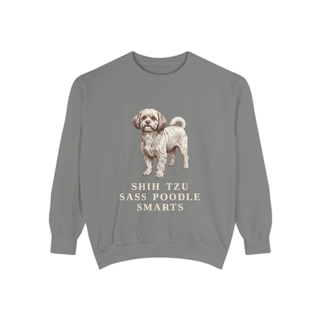 Shih-Poo Humor Sweatshirt, Grey, front view