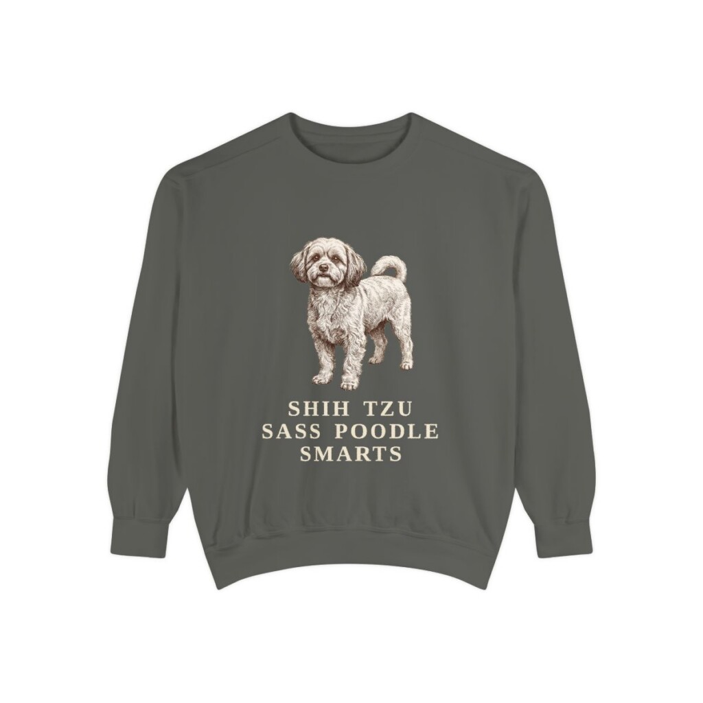 Shih-Poo Humor Sweatshirt, Pepper, front view