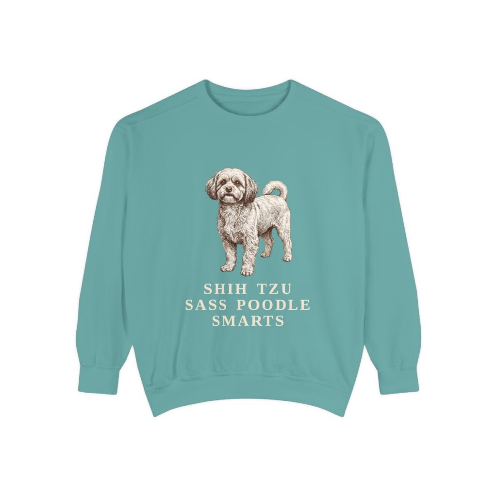 Shih-Poo Humor Sweatshirt, Seafoam, front view