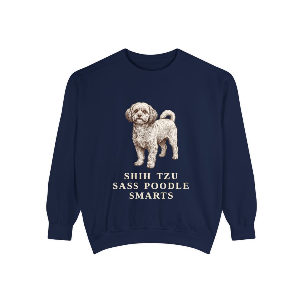 Shih-Poo Humor Sweatshirt, True Navy, front view