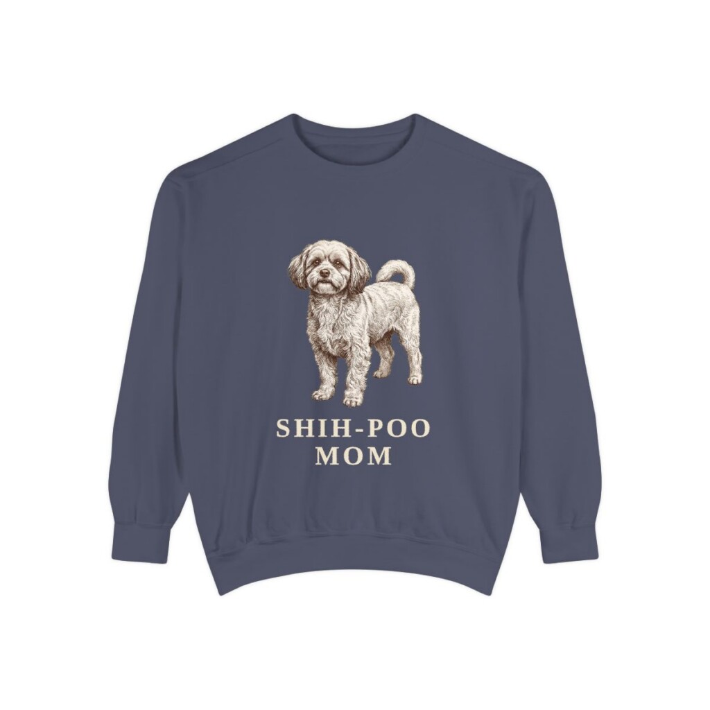 Shih-Poo Mom Sweatshirt, Denim, front view