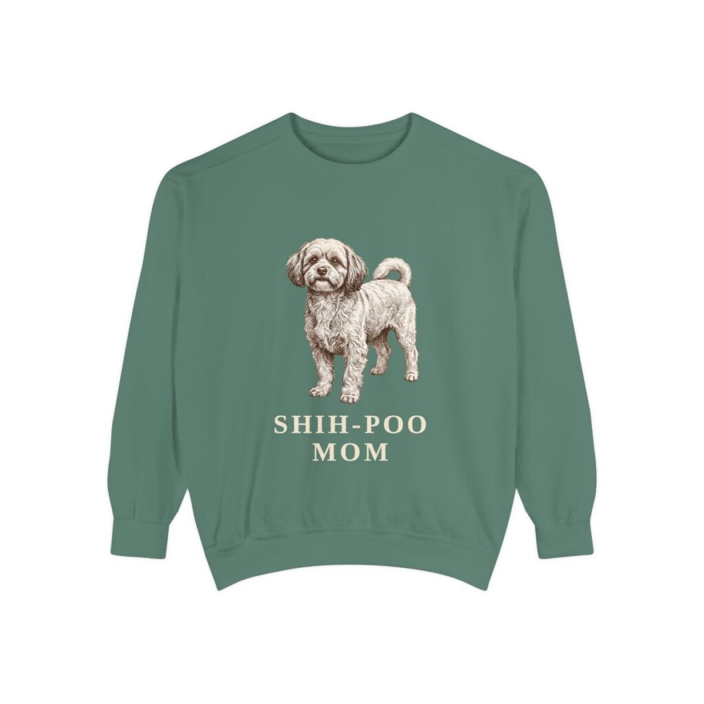 Shih-Poo Mom Sweatshirt, Light Green, front view