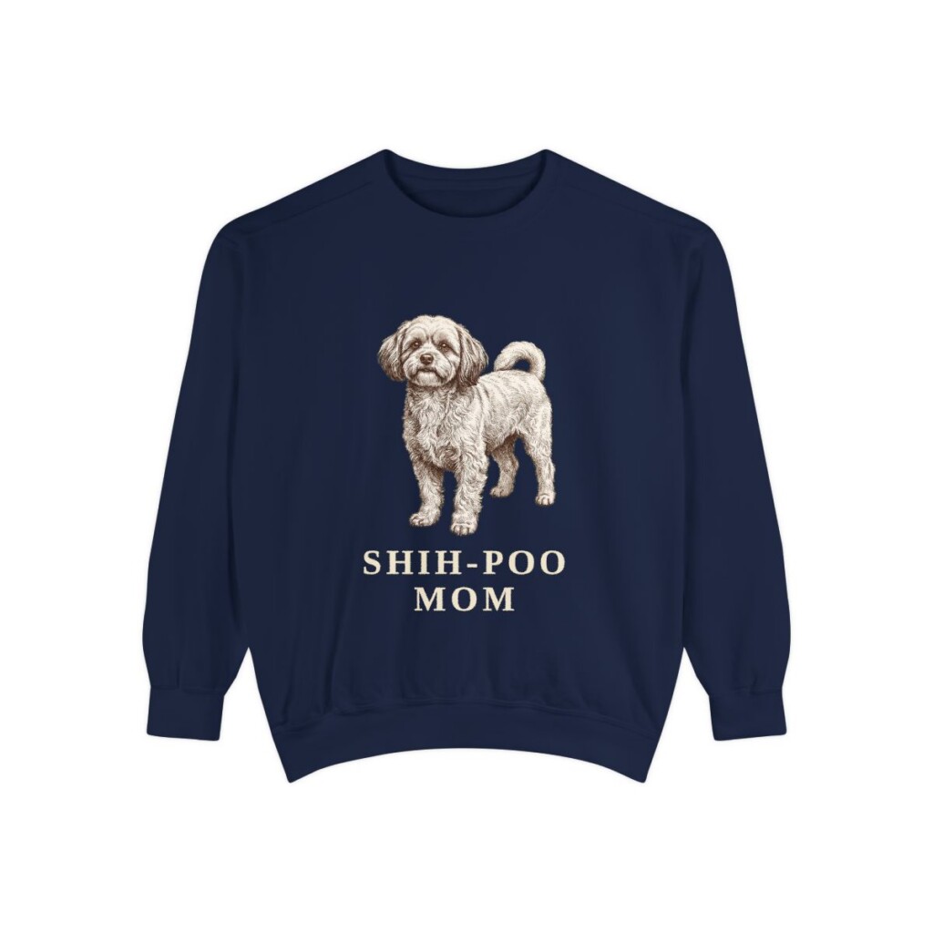 Shih-Poo Mom Sweatshirt, True Navy, front view