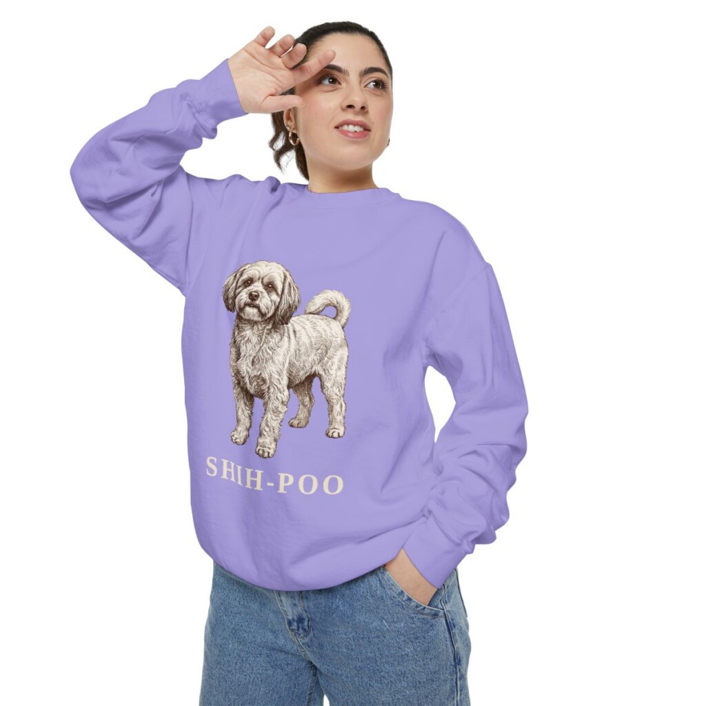 Shih-Poo Sweatshirt, Violet, person 2 context