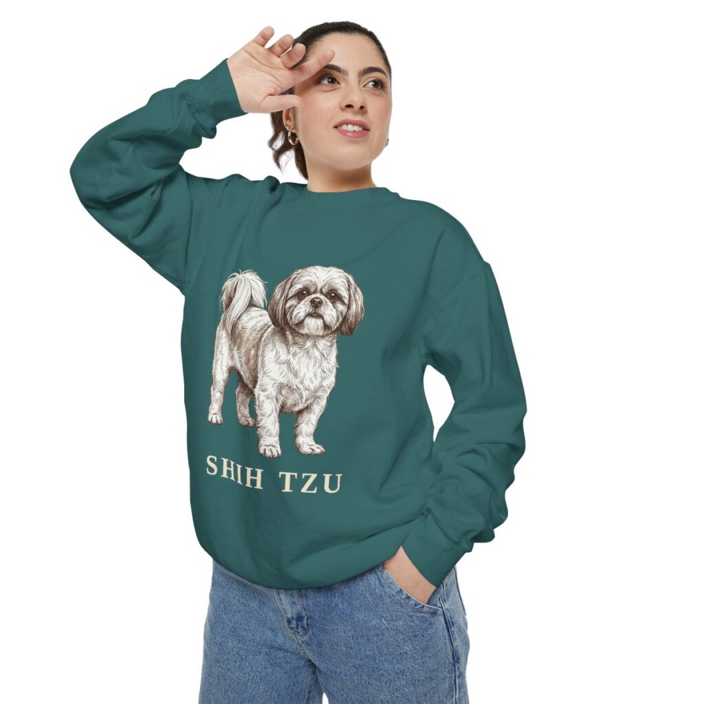 Shih Tzu Sweatshirt, Blue Spruce, person 2 context