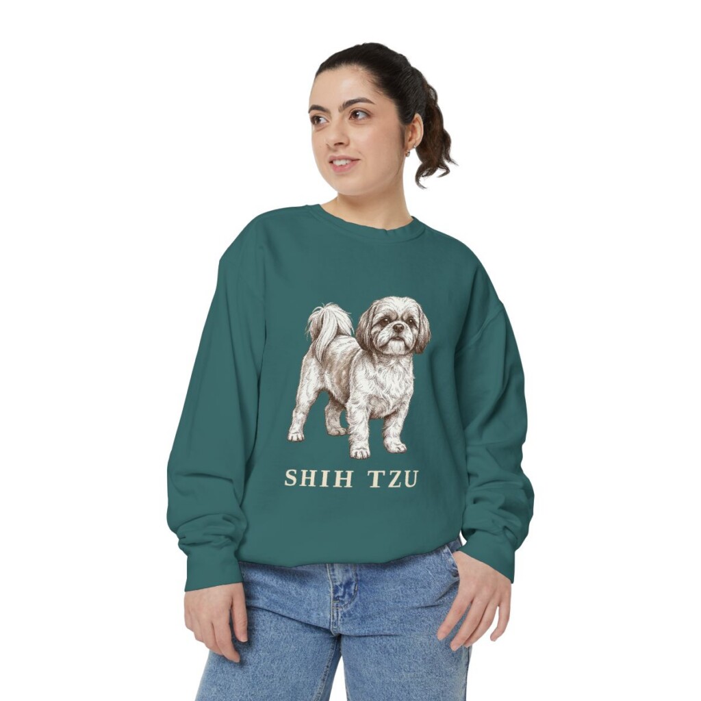 Shih Tzu Sweatshirt, Blue Spruce, person 2 front