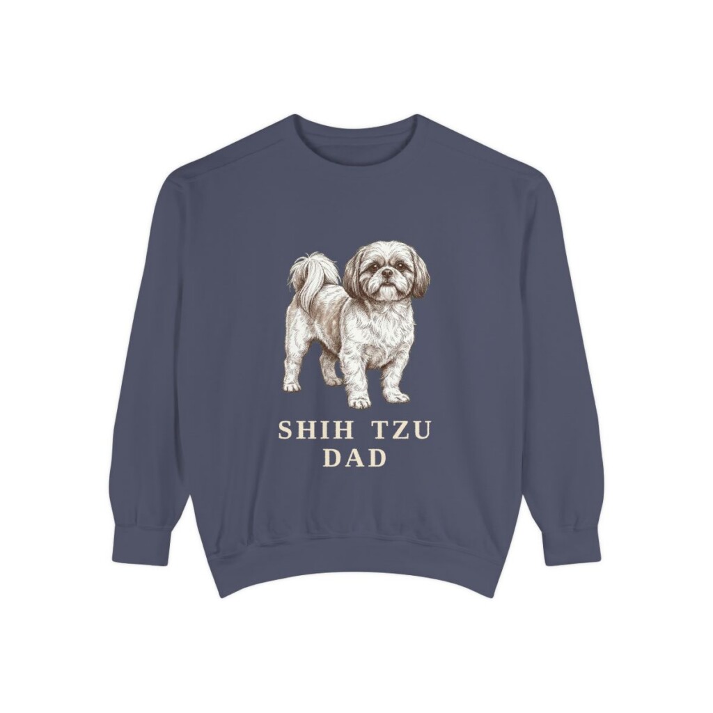 shih-tzu-sweatshirt-dad-denim Shih Tzu Dad Sweatshirt, Denim, front view