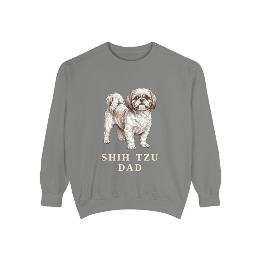 shih-tzu-sweatshirt-dad-grey Shih Tzu Dad Sweatshirt, Grey, front view