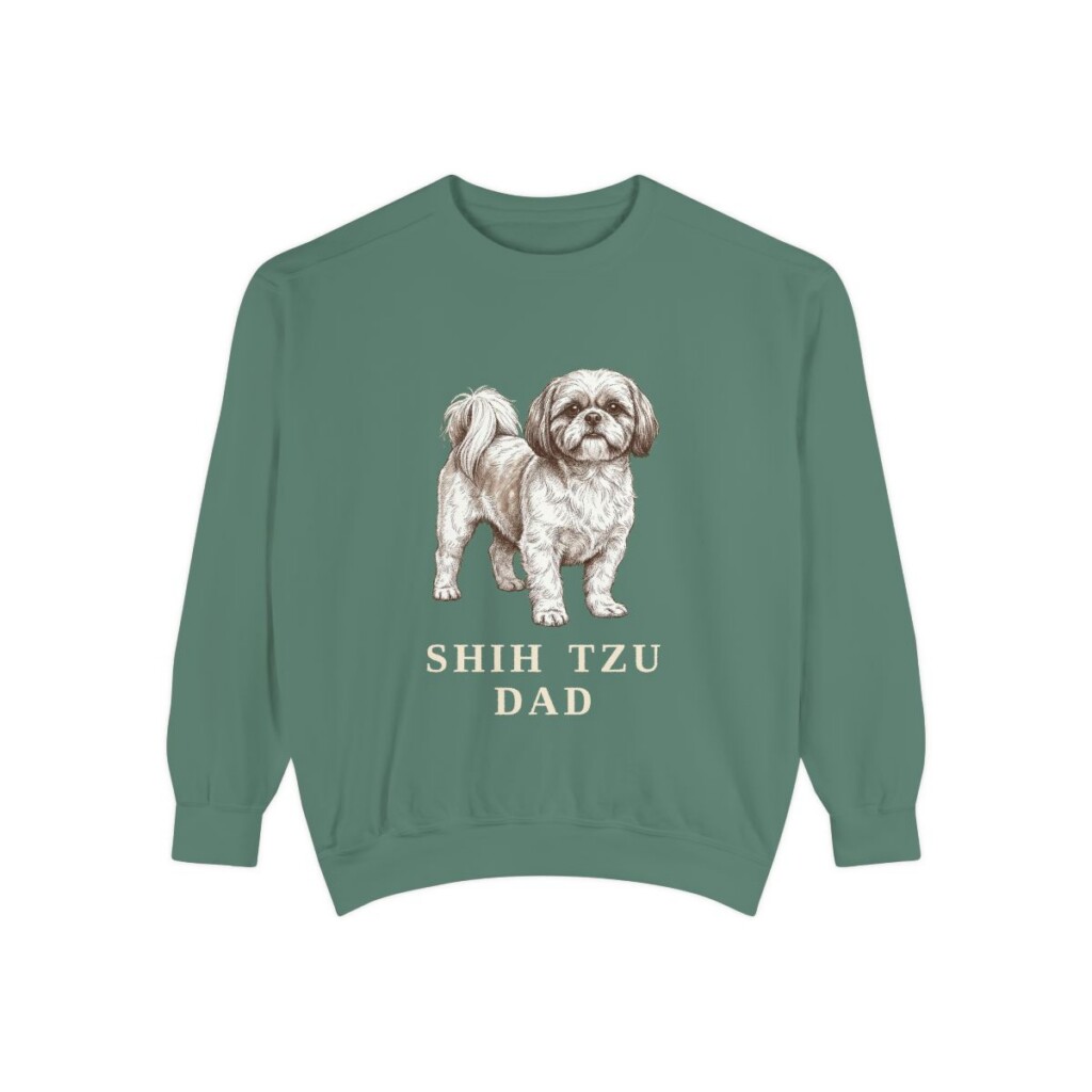 shih-tzu-sweatshirt-dad-light-green Shih Tzu Dad Sweatshirt, Light Green, front view