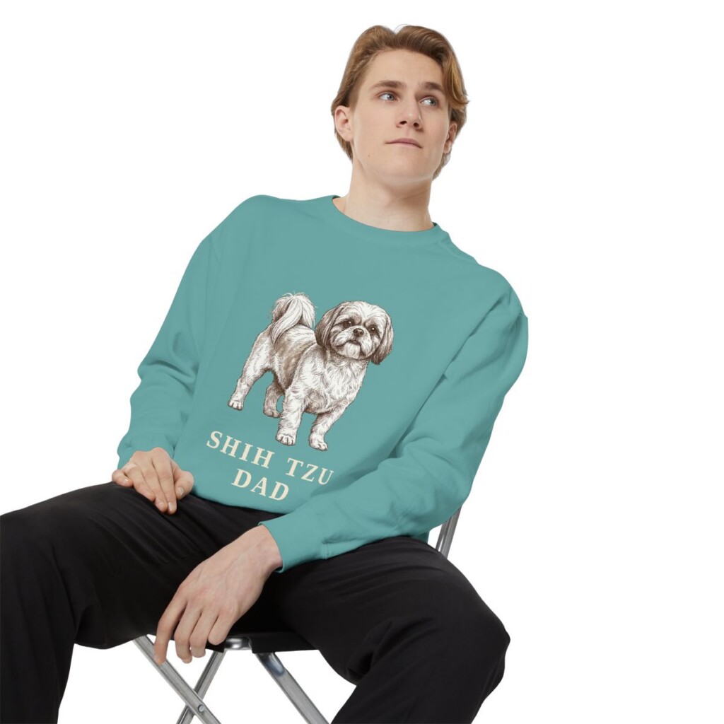 shih-tzu-sweatshirt-dad-seafoam-person-1-context Shih Tzu Dad Sweatshirt, Seafoam, person 1 context
