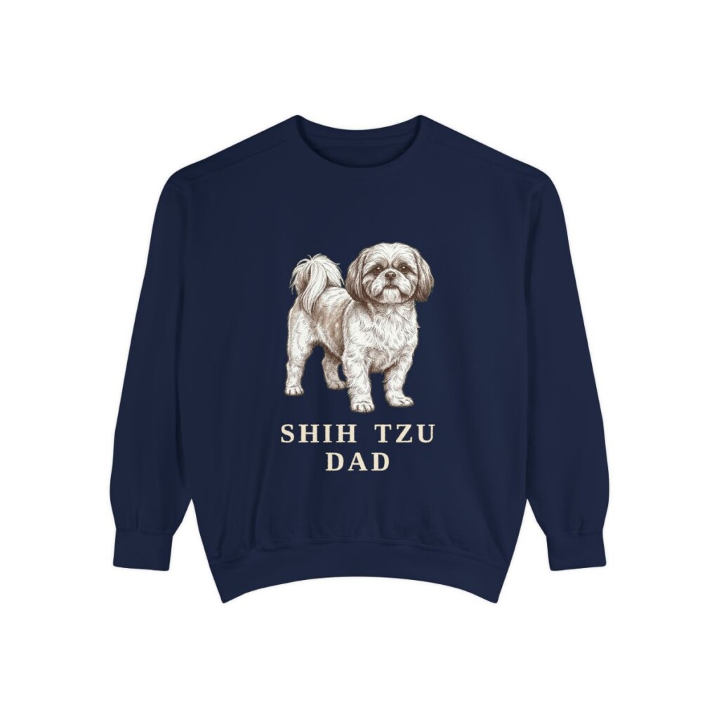 shih-tzu-sweatshirt-dad-true-navy Shih Tzu Dad Sweatshirt, True Navy, front view