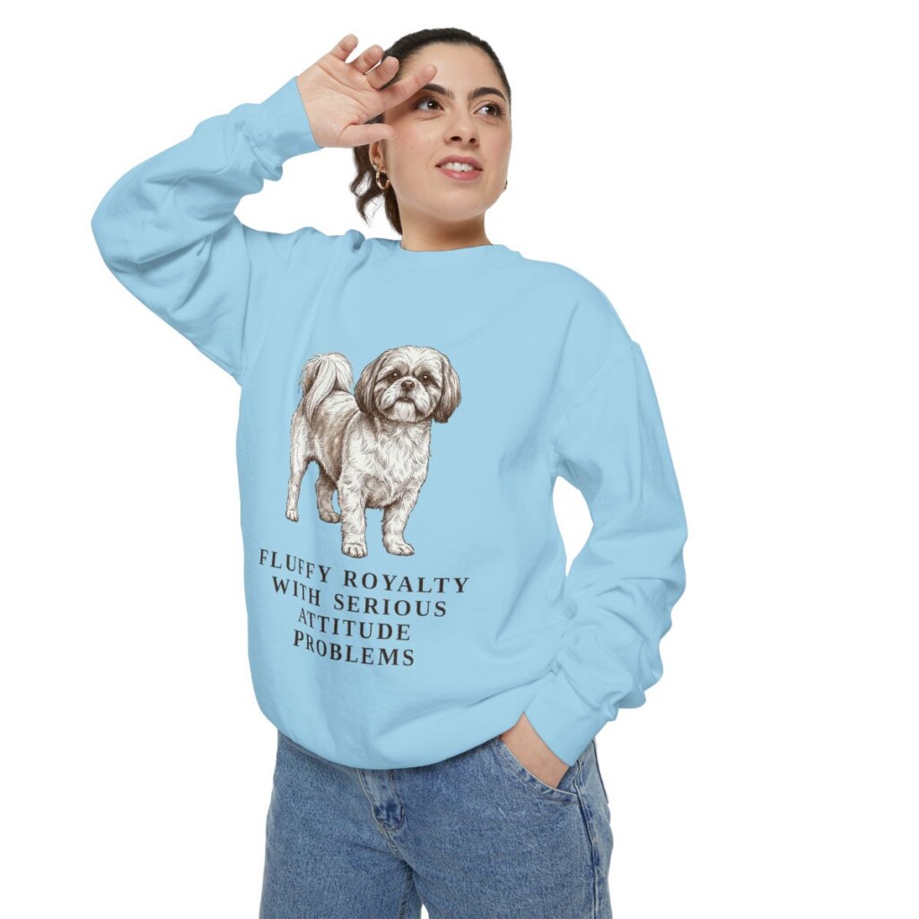 Shih Tzu Humor Sweatshirt, Chambray, person 2 context