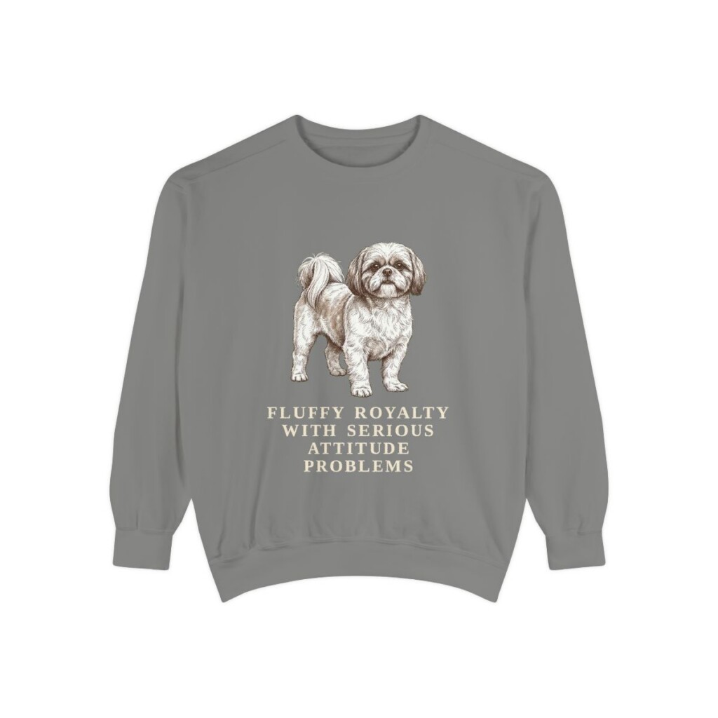 Shih Tzu Humor Sweatshirt, Grey, front view