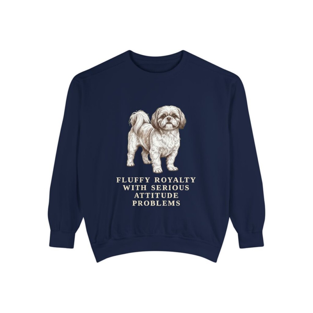 Shih Tzu Humor Sweatshirt, True Navy, front view