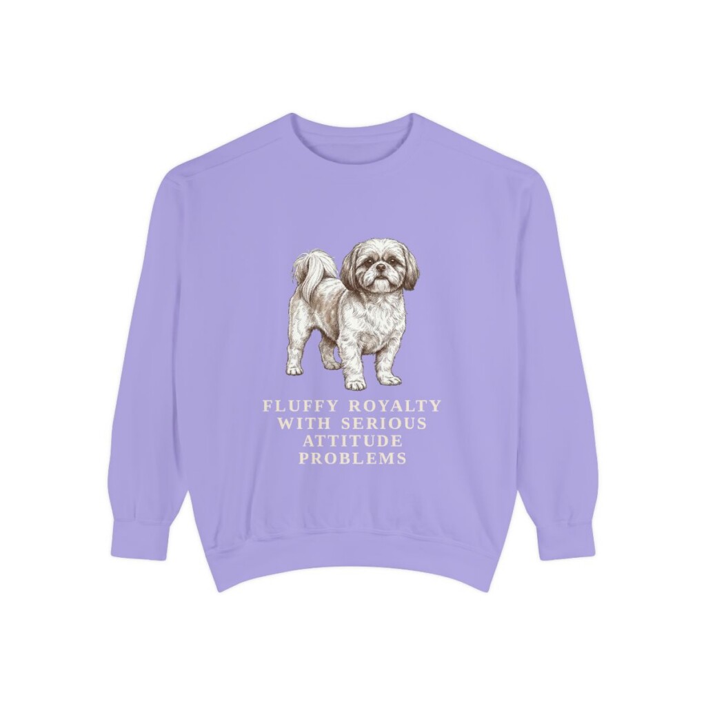 Shih Tzu Humor Sweatshirt, Violet, front view