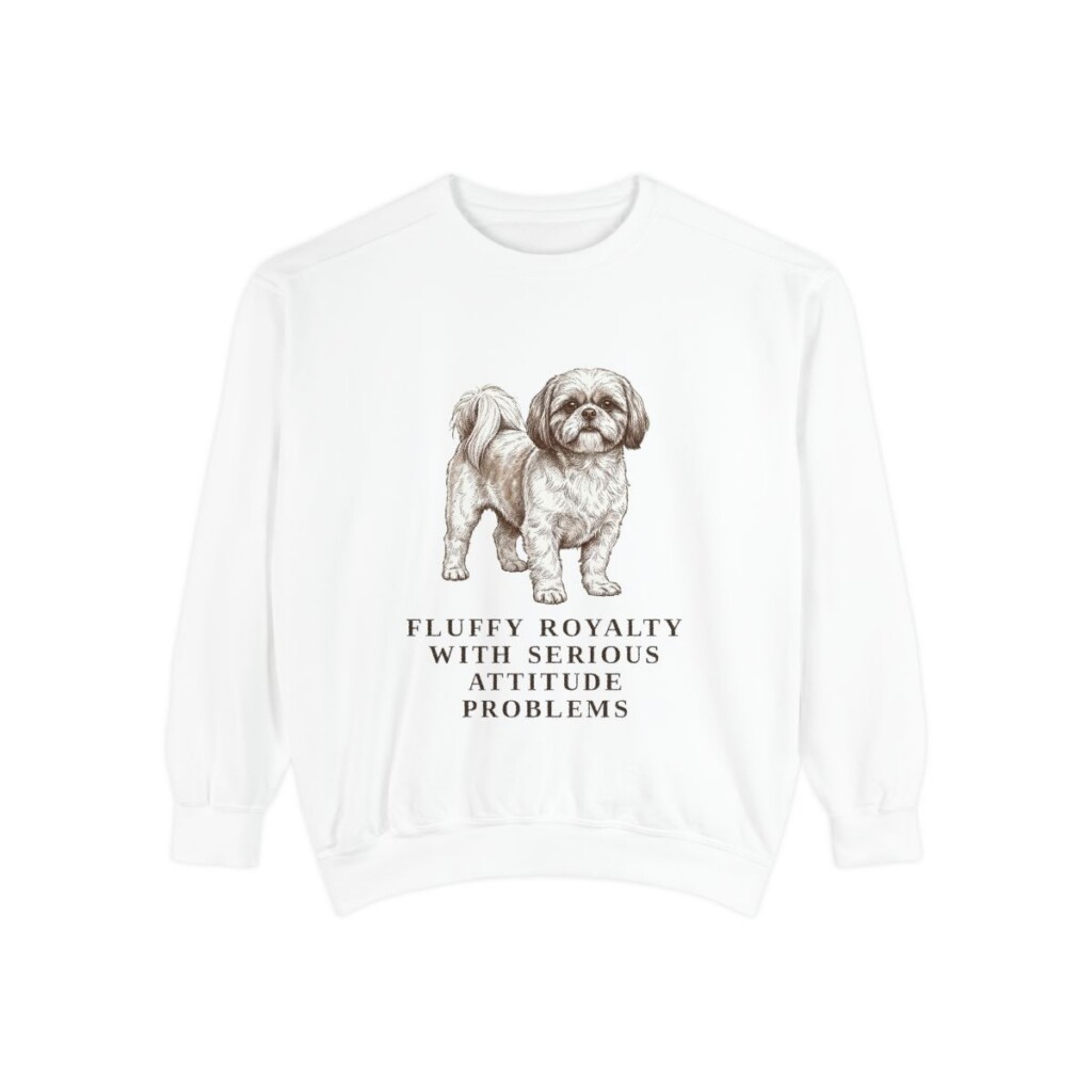 Shih Tzu Humor Sweatshirt, White, front view