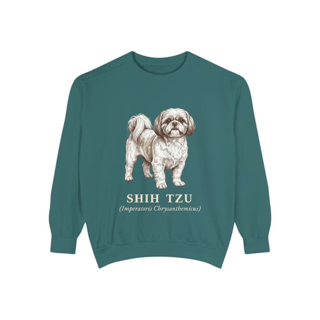 Shih Tzu Latin Sweatshirt, Blue Spruce, front view