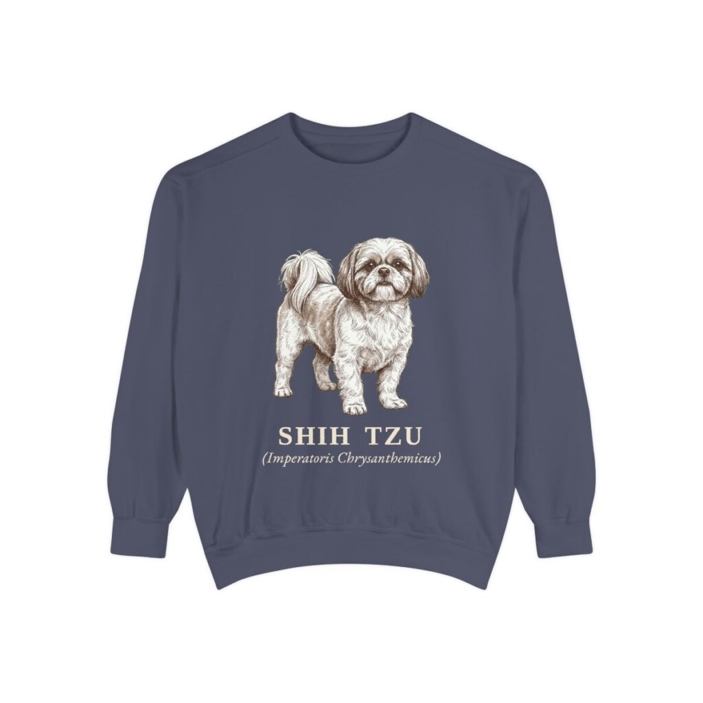 Shih Tzu Latin Sweatshirt, Denim, front view