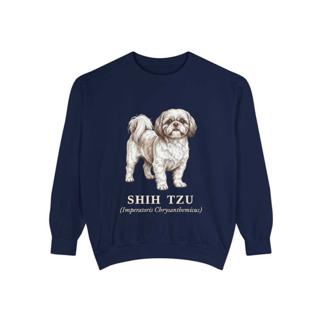 Shih Tzu Latin Sweatshirt, True Navy, front view