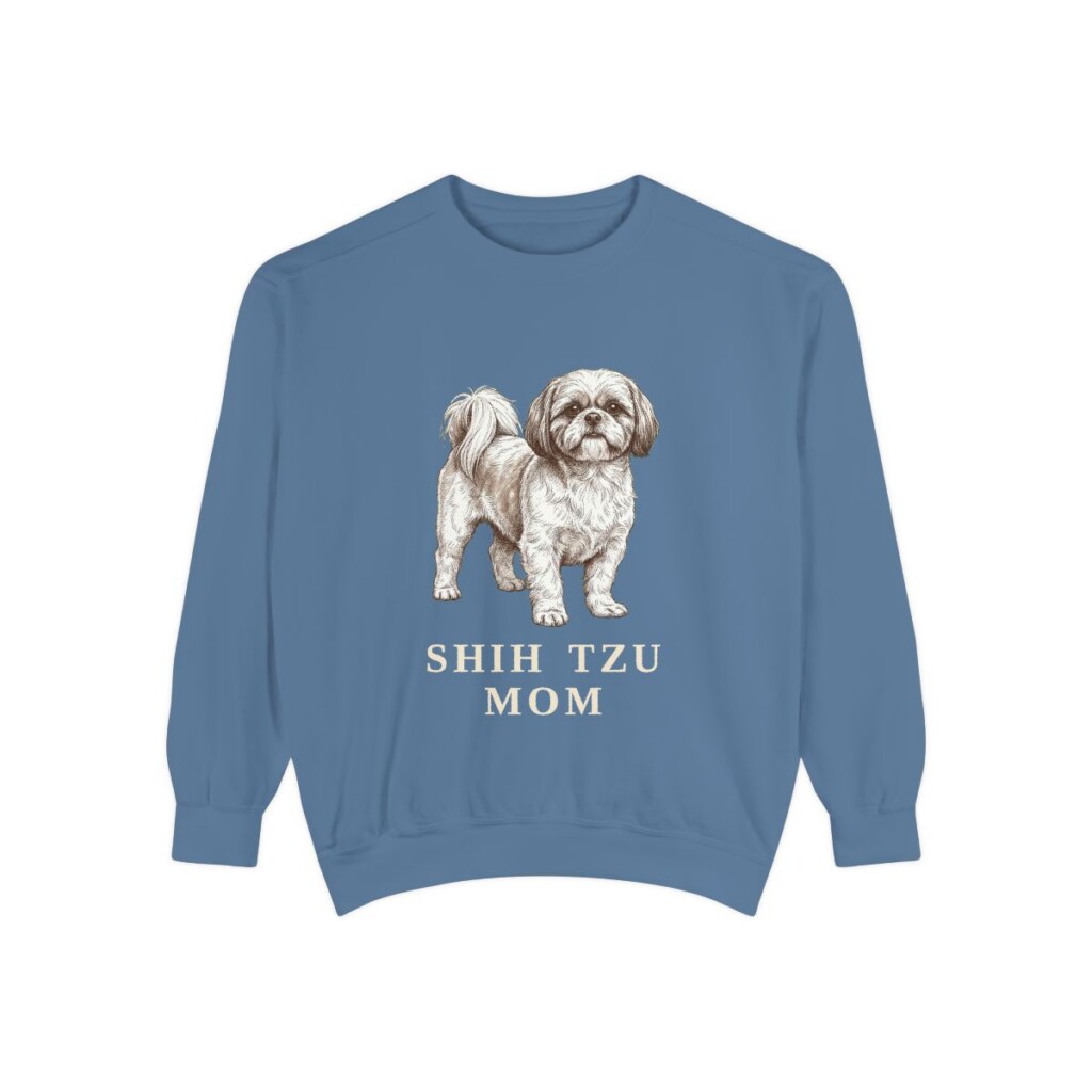 Shih Tzu Mom Sweatshirt, Blue Jean, front view