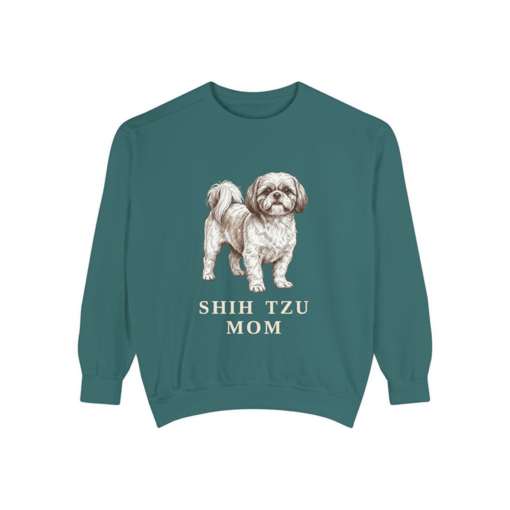 Shih Tzu Mom Sweatshirt, Blue Spruce, front view